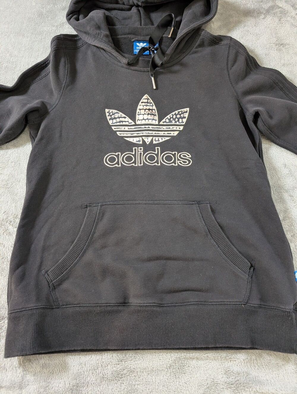 Adidas Hoodie Womens M Black Pullover Sweatshirt Gold Logo - Picture 6 of 10